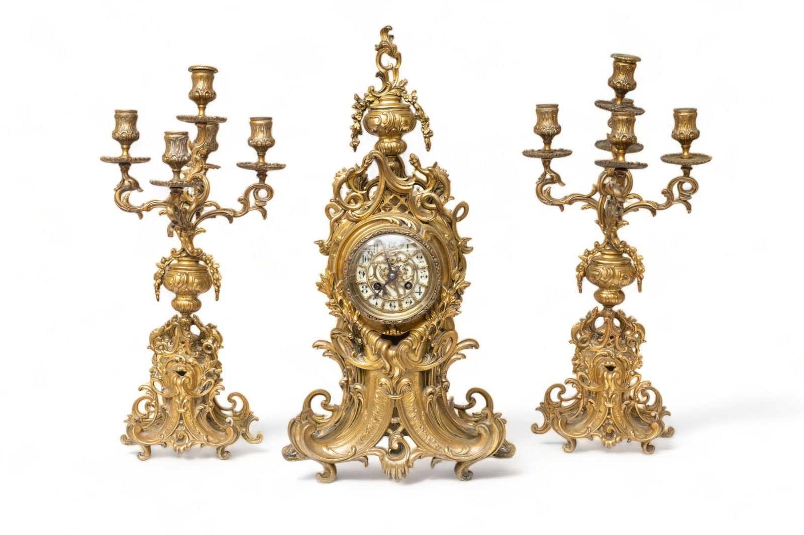 Clock Garniture Mantelpiece, Impressive 21 inches tall, Gilt Bronze, 19th Century (1 of 10)