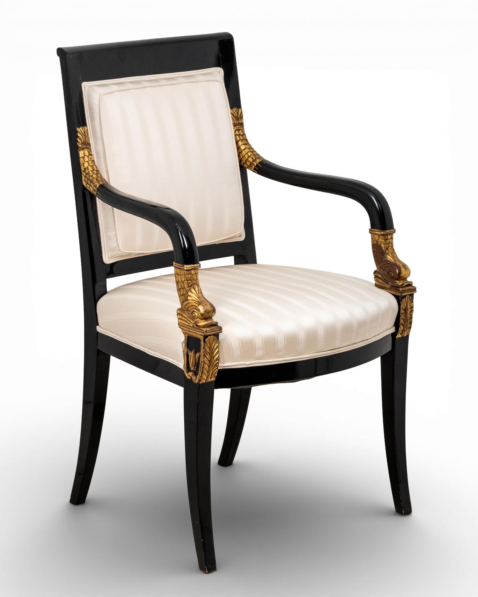 Empire Revival Parcel Gilt Black Ebonized Wood Armchair (1 of 8)