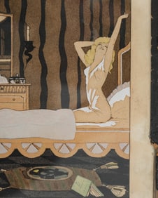 Tito (20th Century), Signed Art Deco Watercolor Painting, Wake-Up Time