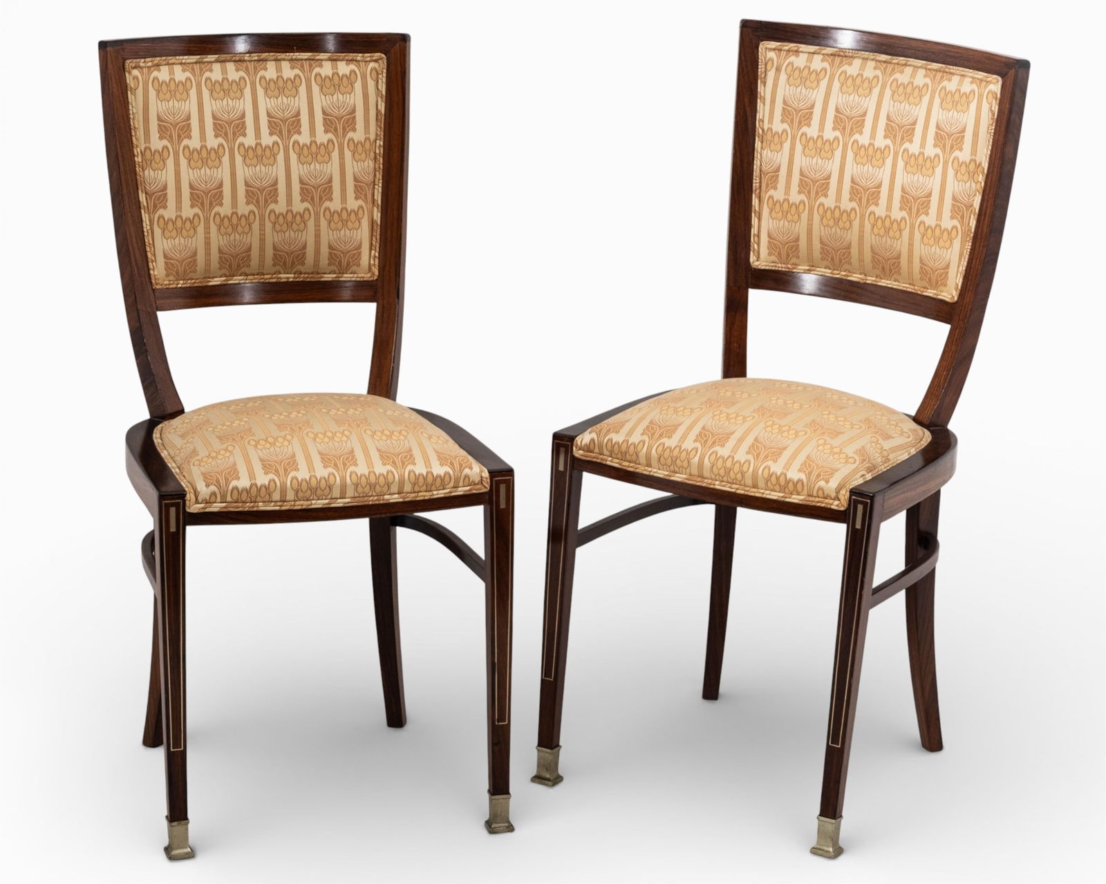 Koloman Moser Design by Ludwig Schmidt Pair of Inlaid Vienna Secession Parlor Side Chairs (1 of 4)