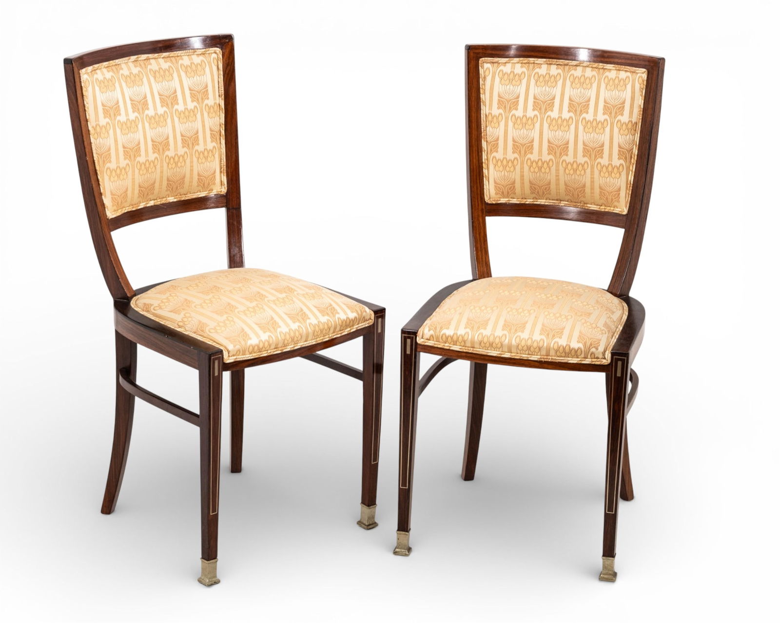 Koloman Moser Design by Ludwig Schmidt Pair of Inlaid Vienna Secession Parlor Side Chairs (1 of 4)