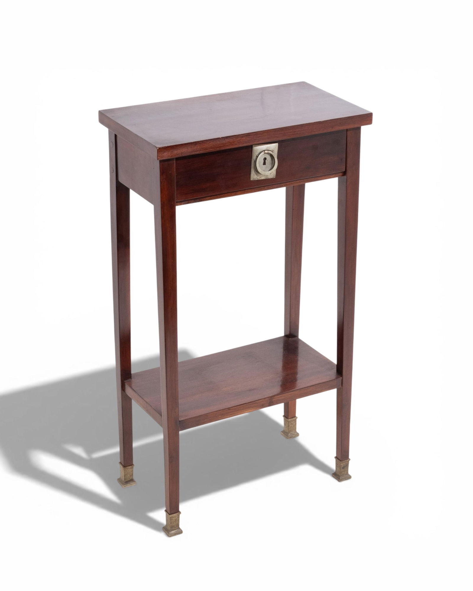 Ludwig Schmidt Parlor Side Table, Probably Designed and Manufactured in Concert with Koloman Moser: Keywords: Vienna Secession Movement, Jugendstil Period, Art Nouveau Era, Early Modernism, Austrian Design History, Fine Joinery, night stand, small table Summary: Koloman Moser design for Ludwig