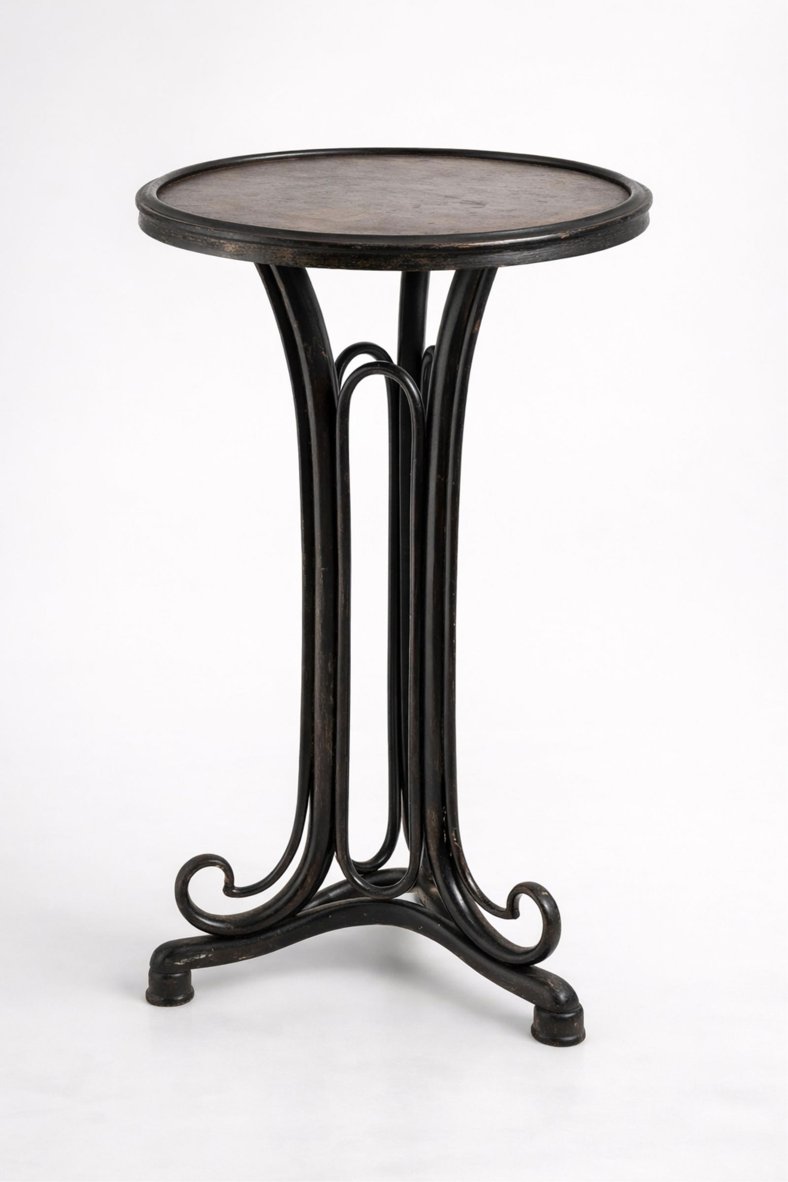 Thonet early label Jugendstil bentwood pedestal tall table featuring looped legs and sculptural (1 of 8)