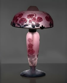 French Art Nouveau Mushroom Lamp Signed Le Verre Français, Circa Early 1900's