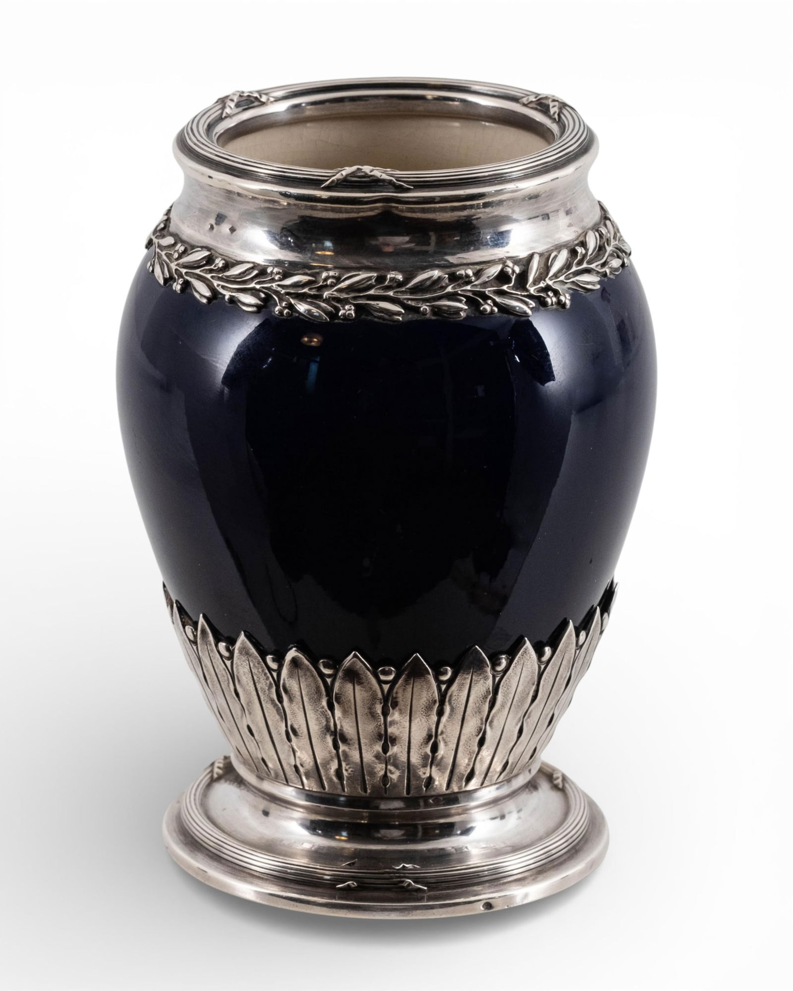 Early 20th Century French Silver-Mounted Porcelain Vase (1 of 5)