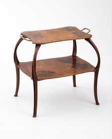 French Art Nouveau Two-Tier Marquetry Side Table, Circa 1900