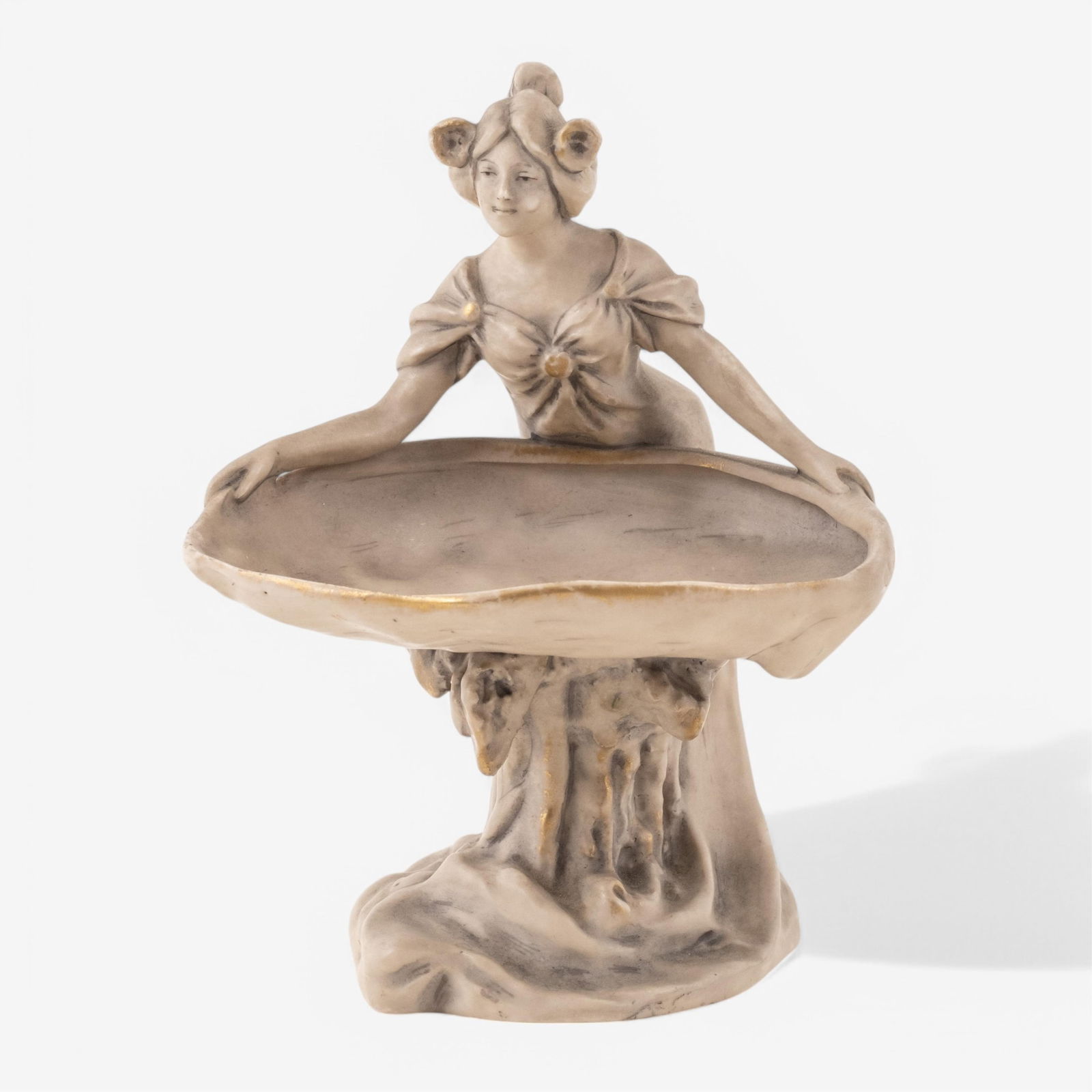 Art Nouveau Royal Dux SIGNED bedside Porcelain tray: Keywords: No reserve, Art Nouveau. Jugendstil, Vienna Secession, porcelain ashtray, figurative porcelain, Czech porcelain, decorative ashtray, collectible ceramics, antique porcelain, female figure,