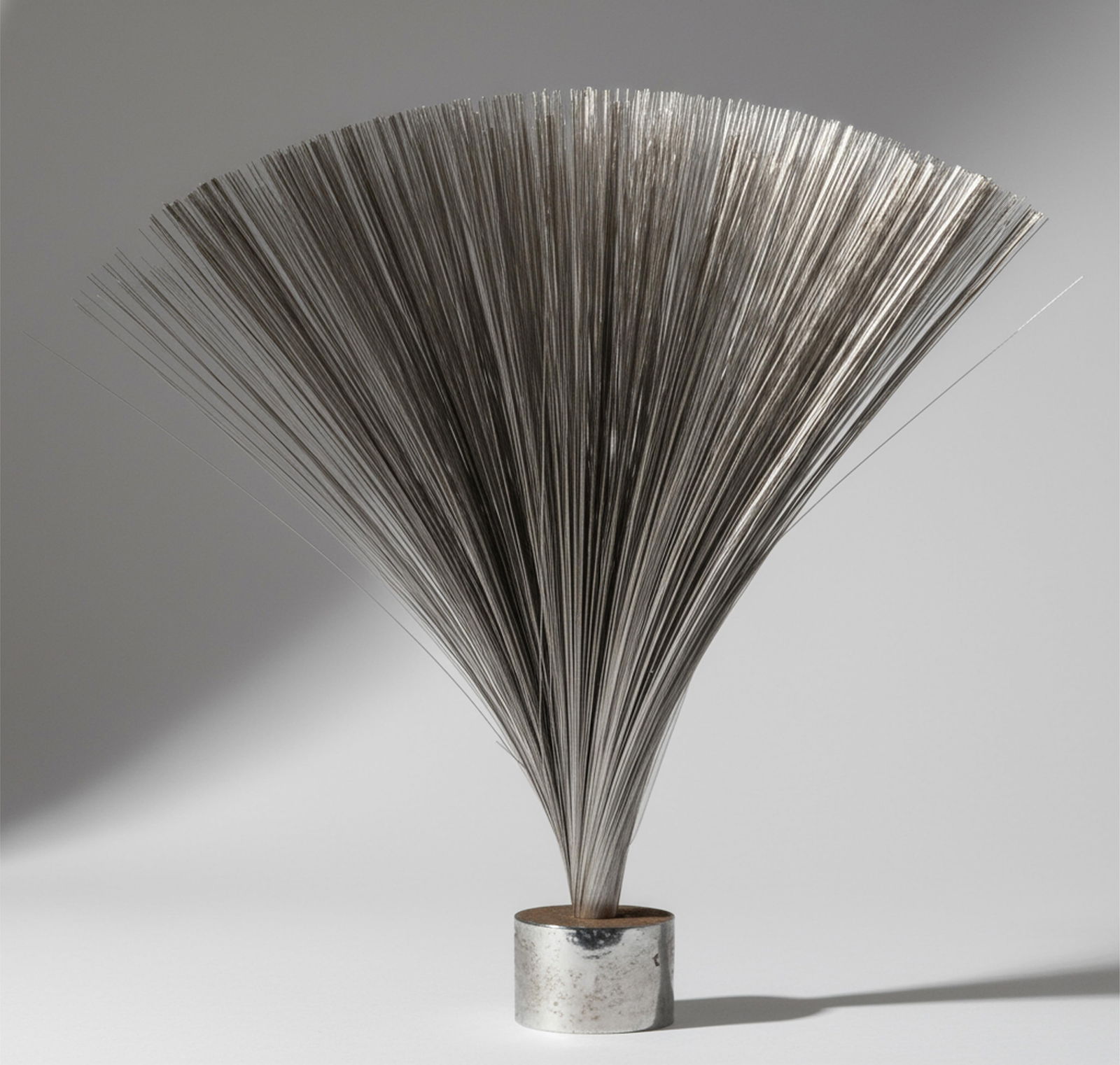 Mid Century Modern Harry Bertoia Style Spray Sculpture Made Of Steel Rods: Keywords: Contemporary Art, Brutalist Movement, Mid-Century Modern, Modernist Design, Post-War American Design, Industrial Art Movement, welded metal sculptures, kinetic sculpture, architectural