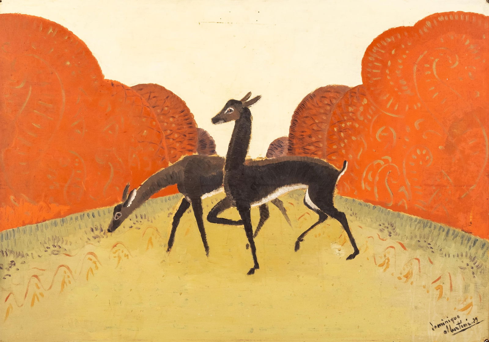 Dominique Albertini, Two Deer, Oil on Panel Painting (1 of 11)