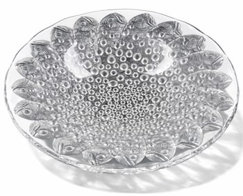 Lalique Signed 14" Crystal Roscoff Coupe Ouverte Centerpiece Shallow Bowl