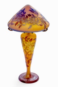 Gallé, Large Signed 4 Layer Cameo Glass Mushroom Lamp, Circa 1900's