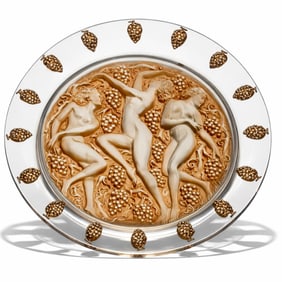 Lalique Signed “Three Graces" Molded and Frosted Art Glass Centerpiece, Circa 1930