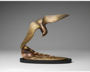 Rene Rochard Bronze “The Seagull" on Marble Base, Signed