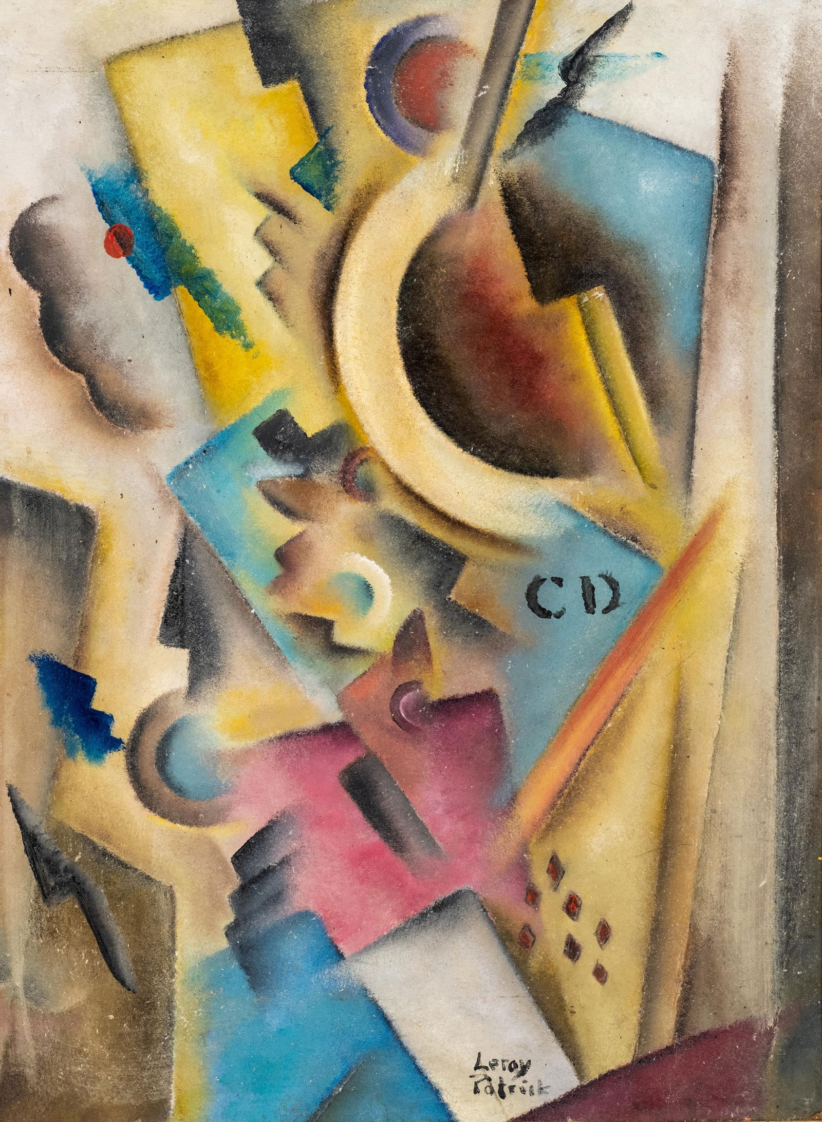 Patrick Leroy Signed Cubist Abstract Oil On Board Painting, Mid Century (1 of 10)