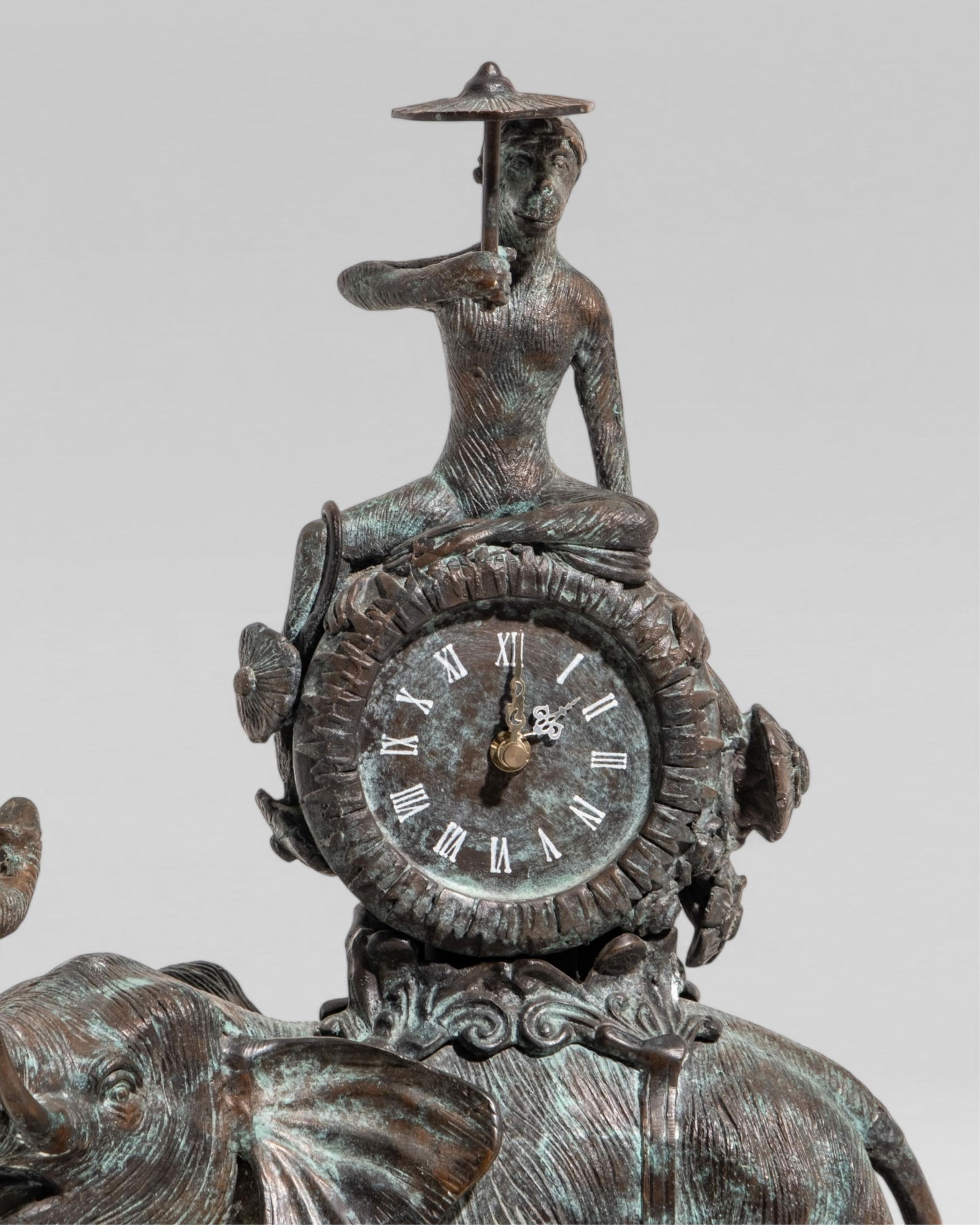 Maitland-Smith Impressive 23" Chinoiserie Elephant Clock, Mid 20th Century (1 of 17)