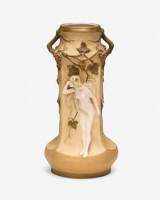Turn Wien Austrian Jugendstil Porcelain Figural Vase With Gilt Vines
