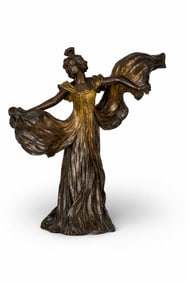 Clara Pfeffer Signed Art Nouveau Bronze Two-Light Lamp