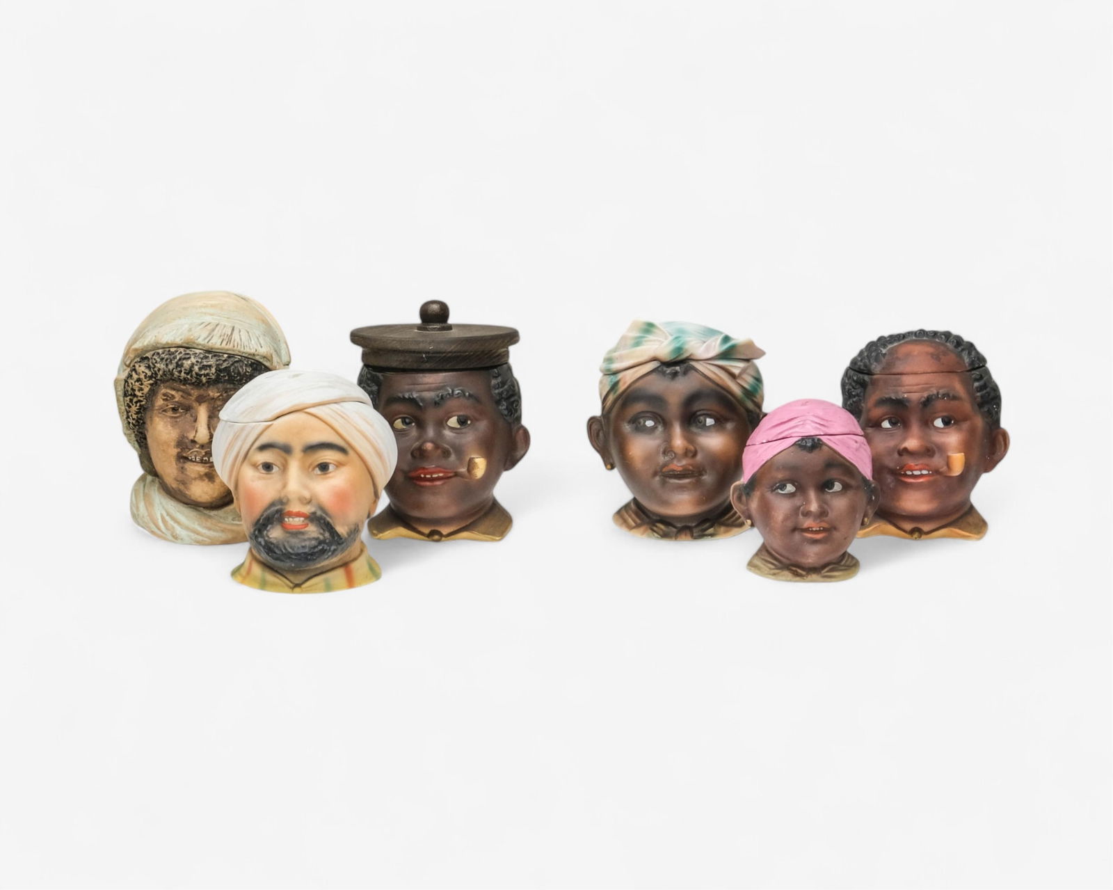 Lot of Six Antique Ceramic Tobacco Jars, Late 19th - Early 20th C. (1 of 16)