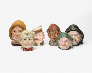 Lot of Six Antique Ceramic Tobacco Jars, Late 19th - Early 20th C.