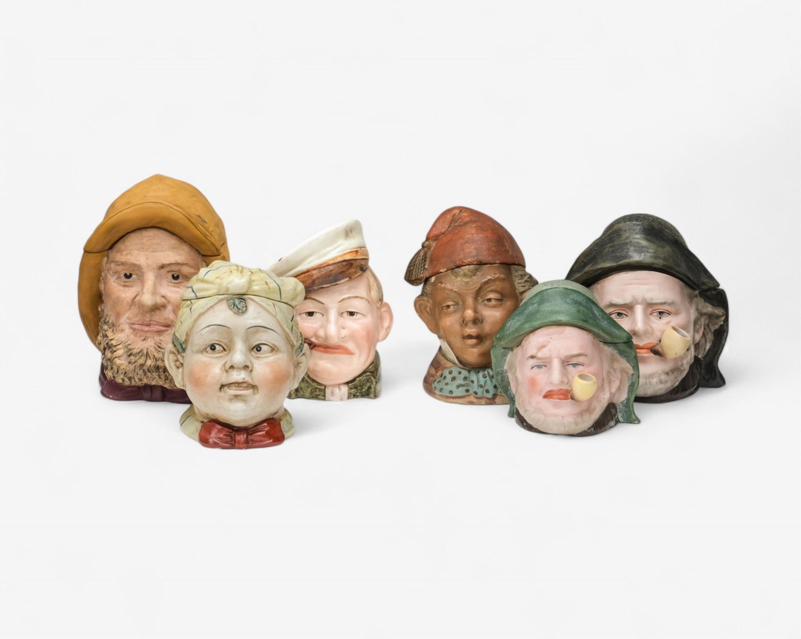 Lot of Six Antique Ceramic Tobacco Jars, Late 19th - Early 20th C. (1 of 16)