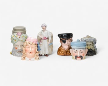 Lot of Six Antique Ceramic Tobacco Jars, Late 19th - Early 20th C.