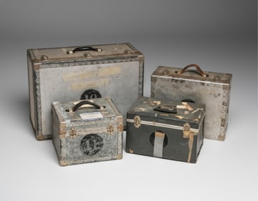 Set of 4 Vintage Industrial Hollywood Film Equipment Cases, Mid-20th C.