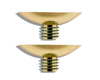 Pair Art Deco Fontana Arte Style Brass and Crystal Wall Sconces