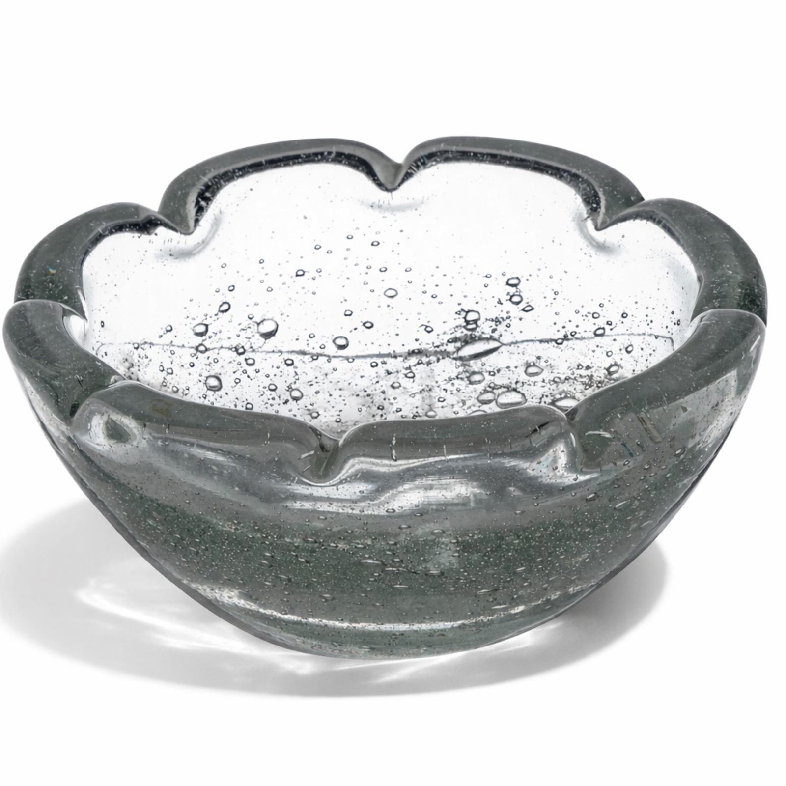 Signed Charles Schneider Art Deco White Bubbled Art Glass Bowl, Circa 1920s (1 of 6)