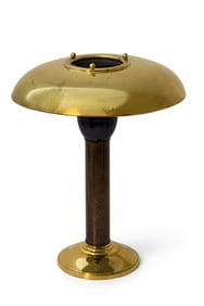 Nautical Brass Modernist Mushroom Shade Table Lamp, C. 1935–1955