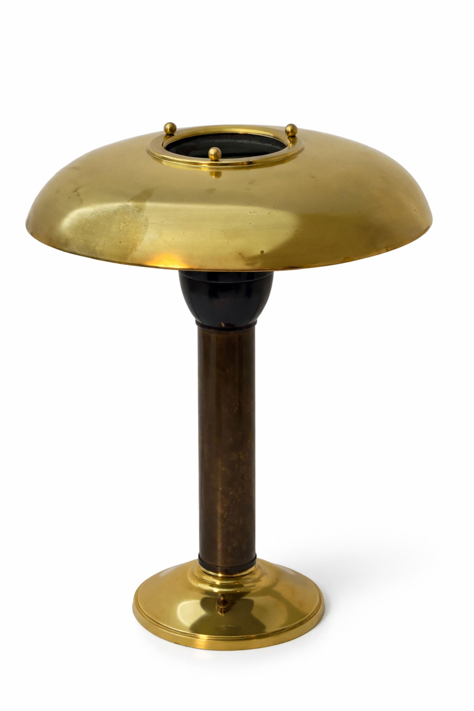 Nautical Brass Modernist Mushroom Shade Table Lamp, C. 1935–1955 (1 of 6)