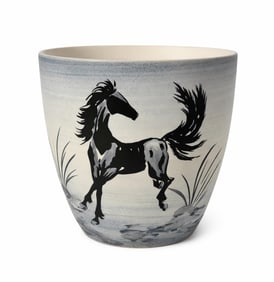 Sevres Signed Fine Mid Century Hand Painted Porcelain Large Vase by Milet