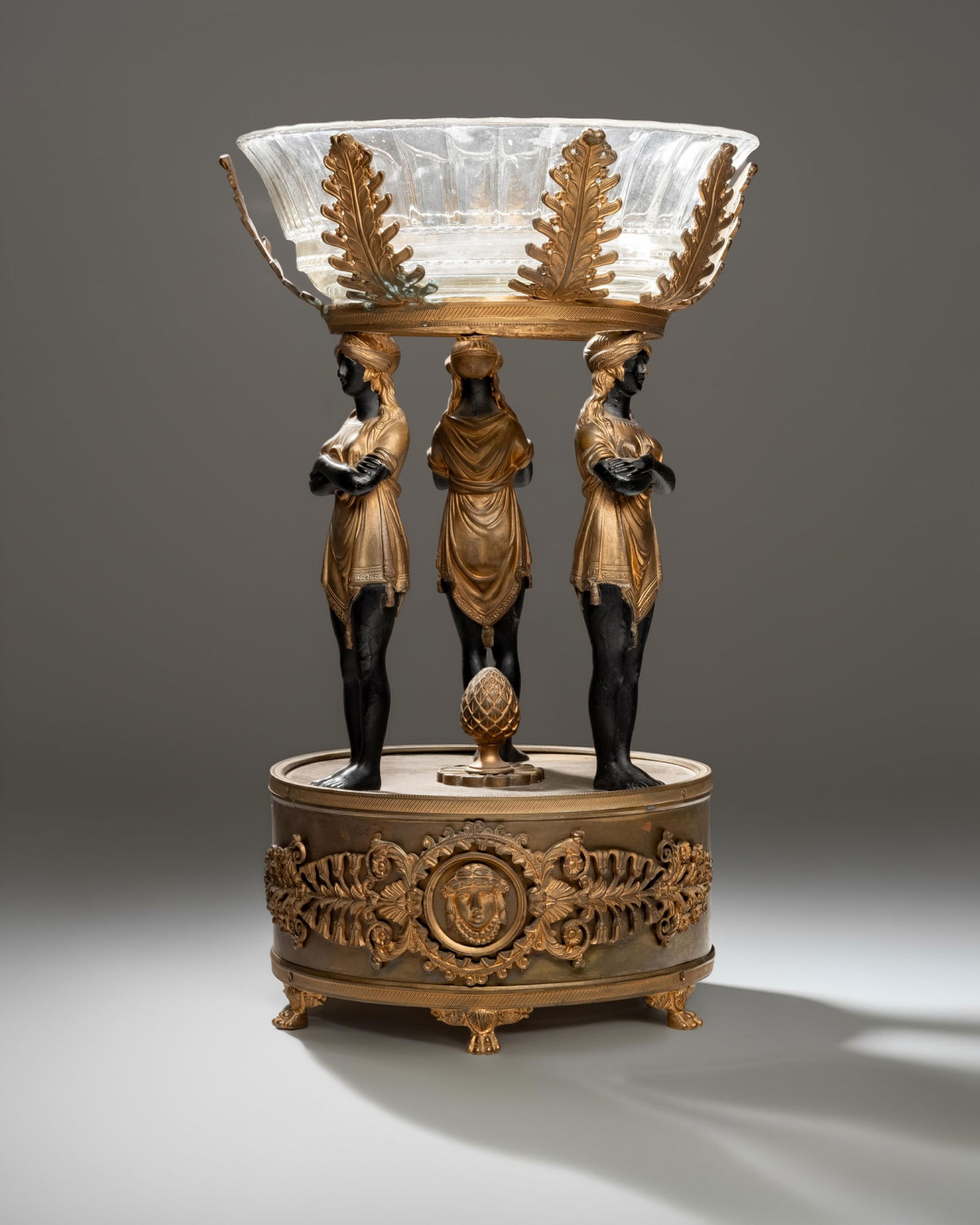 French Empire Egyptian Revival Bronze & Cut-Glass Centerpiece, 19th C. (1 of 7)