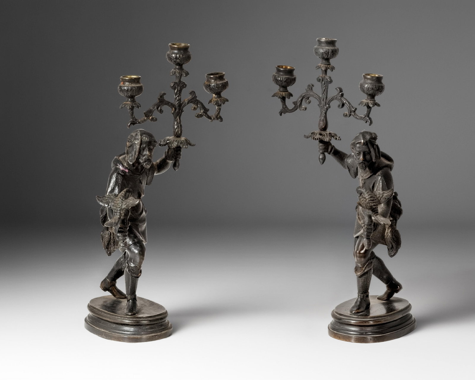 Giovanni da Bologna Bronze Falconer Candelabra, Pair, 19th Century (1 of 8)