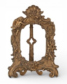 Antique Gilt Cast Metal Tabletop Picture Frame with Putti