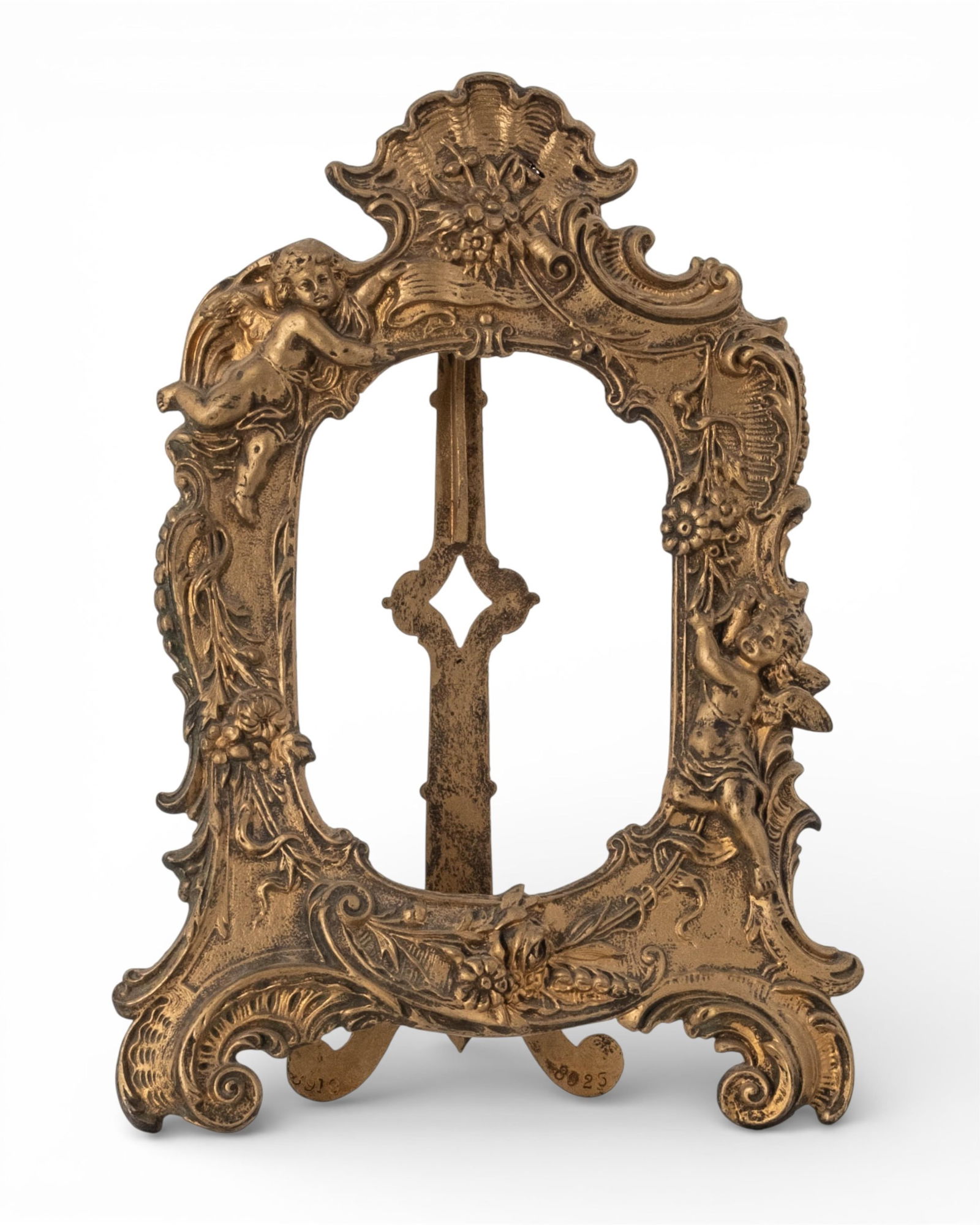 Antique Gilt Cast Metal Tabletop Picture Frame with Putti (1 of 7)