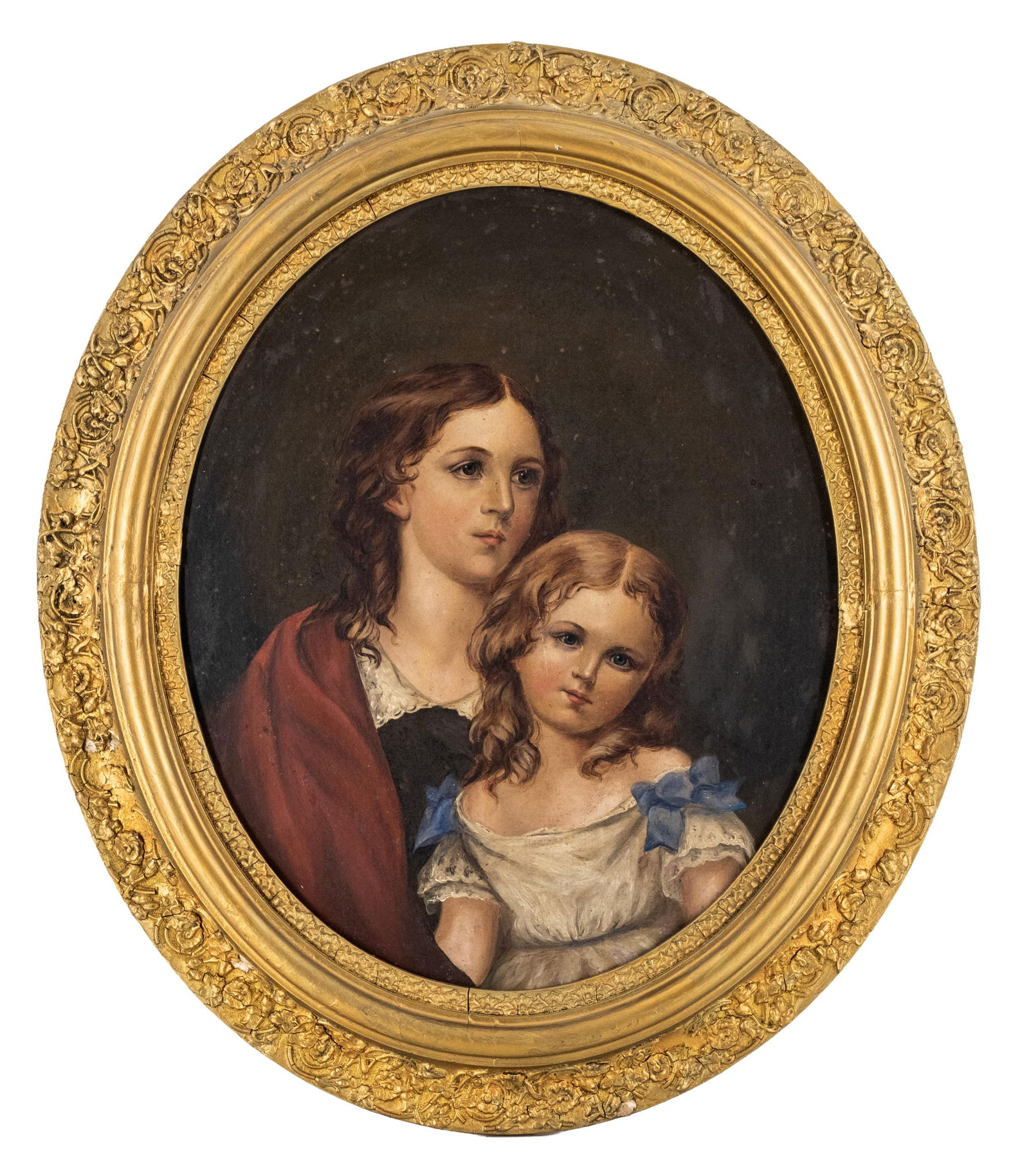 19th Century Oval Mother and Child Oil Painting in Gilt Frame (1 of 6)