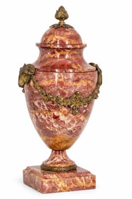 French 19th Century Marble Urn With Gilt Ram’s Heads. 16.5"