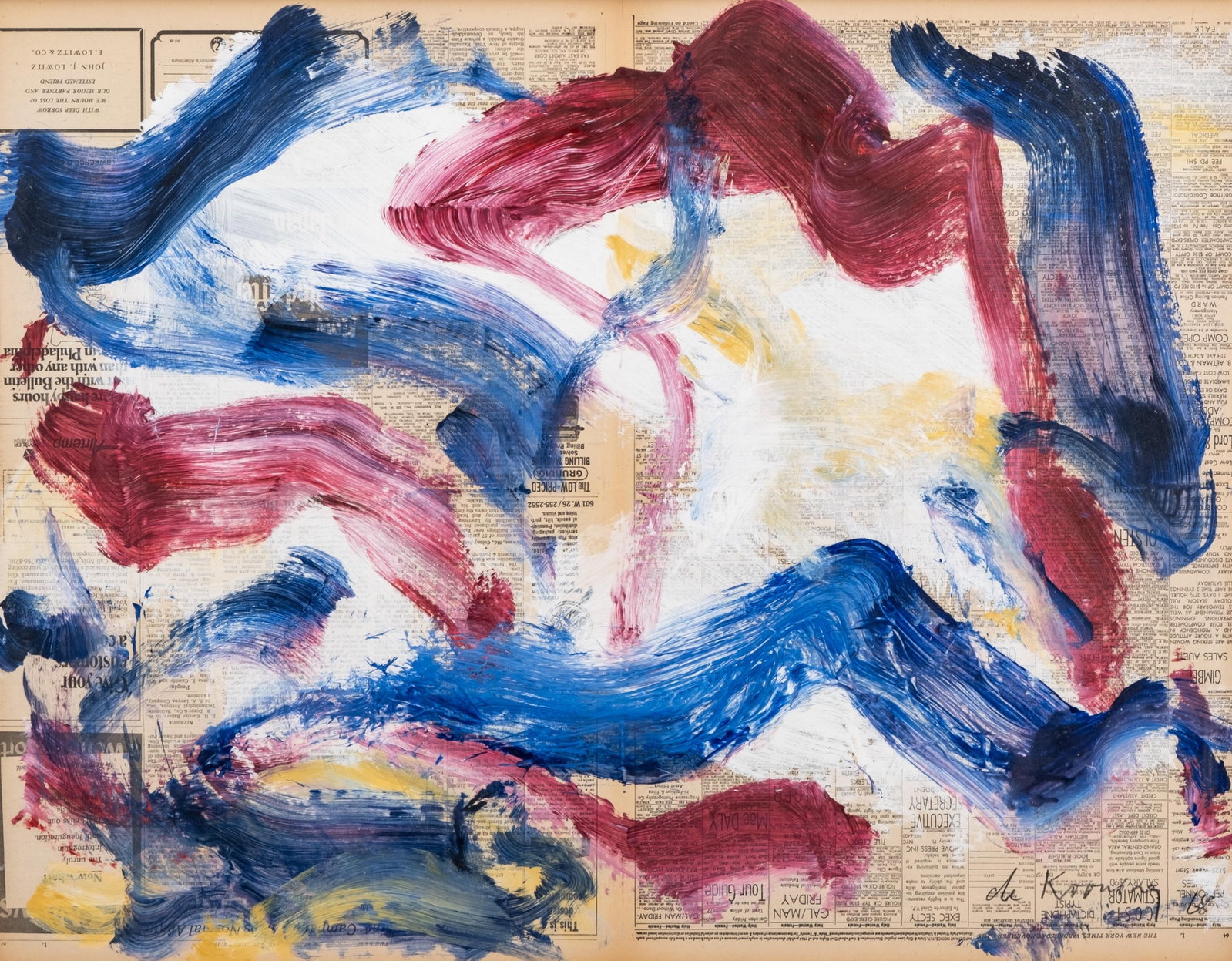 Willem de Kooning Documented Signed Abstract Expressionist Oil Painting: Keywords: No Reserve, Willem De Kooning, Abstract Art, Oil Collage, New York Times, Painting, 20th Century Art, American Artist, Modern Art, Art Collector, Abstract Expresionist, Museum Worthy, 20th C