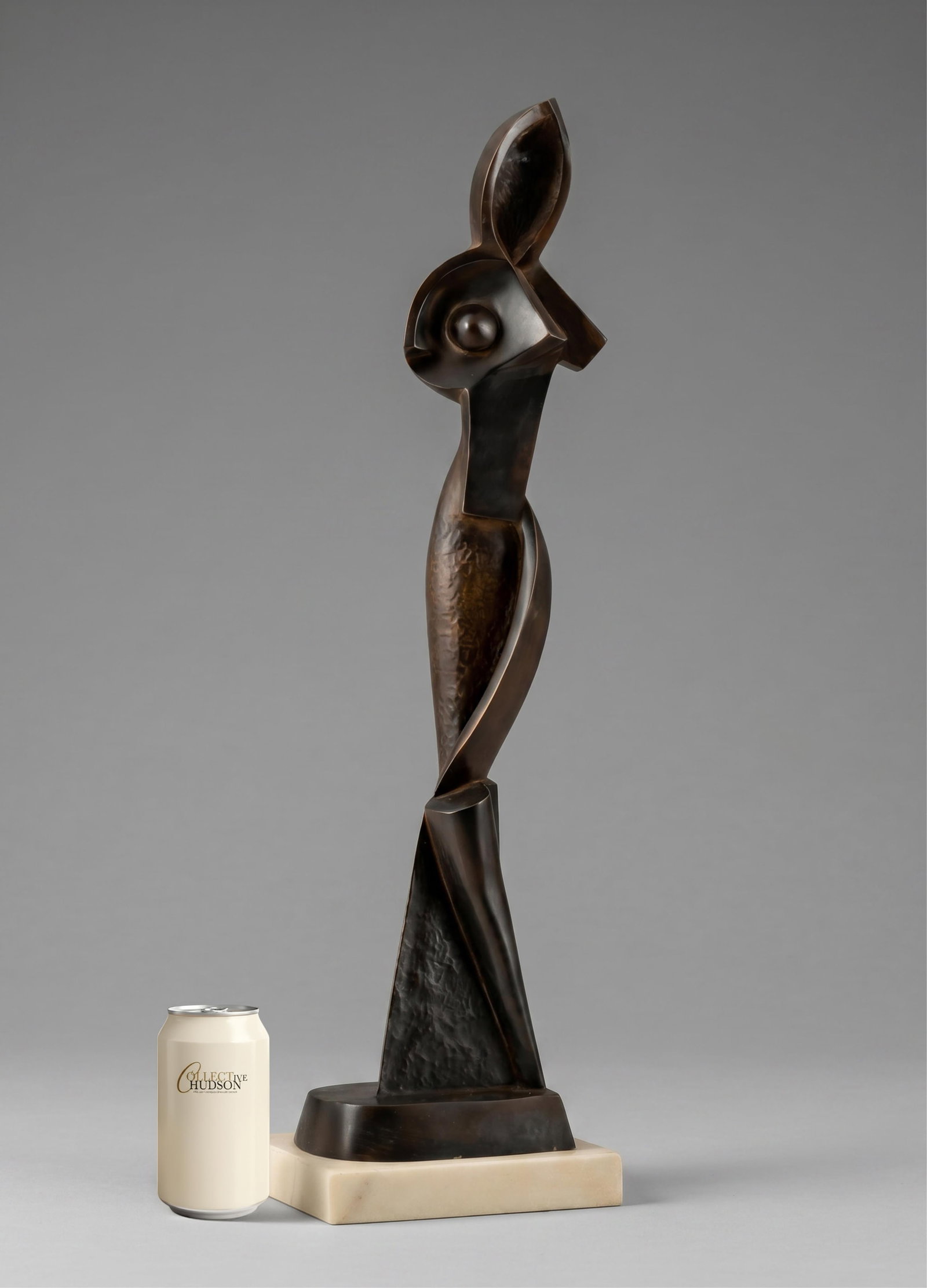 Alexander Archipenko Cubist Bronze Figure Sculpture: Keywords: No Reserve, Modernist, female form, standing nude, bronze on marble base, geometric abstraction, figural sculpture Summary: Alexander Archipenko (Ukrainian/American, 1887–1964) cubist styl