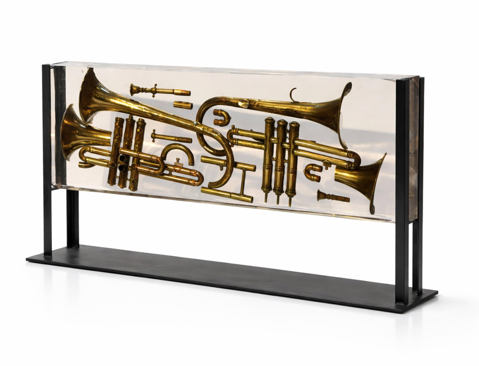 Arman (Armand Pierre Fernandez) Signed Encased Trumpet Parts, with Display Mounting (1 of 8)