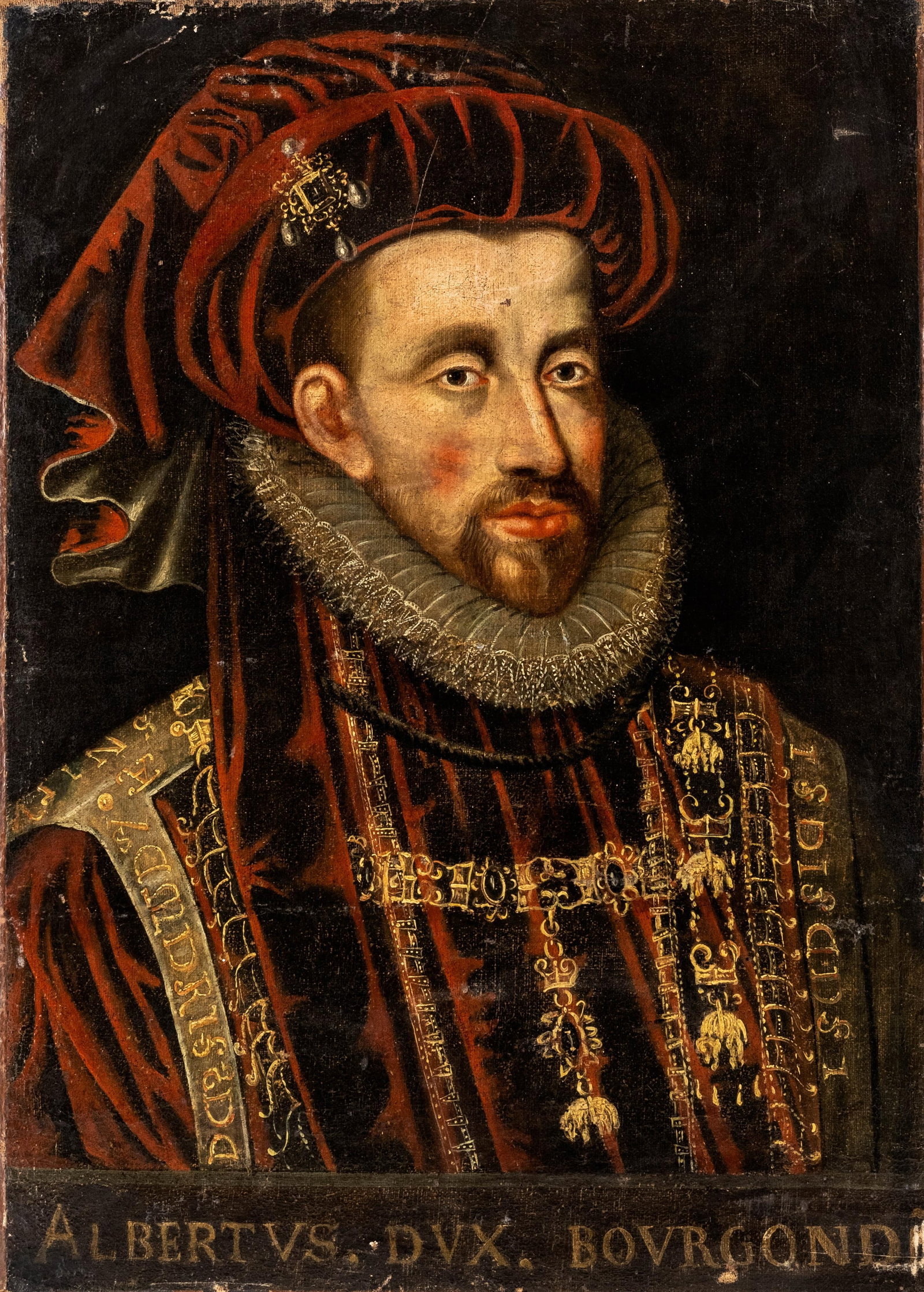 Portrait of Albertus, Duke of Burgundy Early Oil on Canvas Painting, Circa 1600s: Keywords: NO RESERVE, Old Master, Northern European School, Baroque Period, 17th Century, 18th Century, Historical Portraiture, Flemish School, Dutch School, Renaissance Revival, Court Portrait, Noble