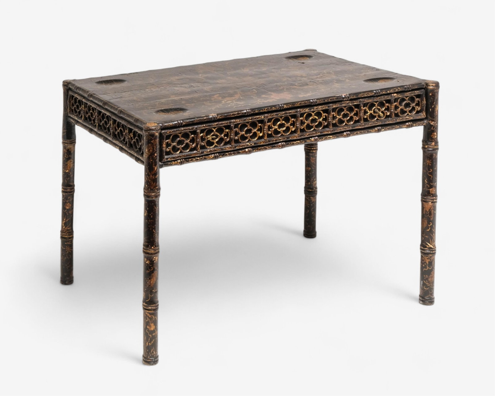 Chinese Export Lacquer Carved Games Table, Early 19th C. (1 of 12)