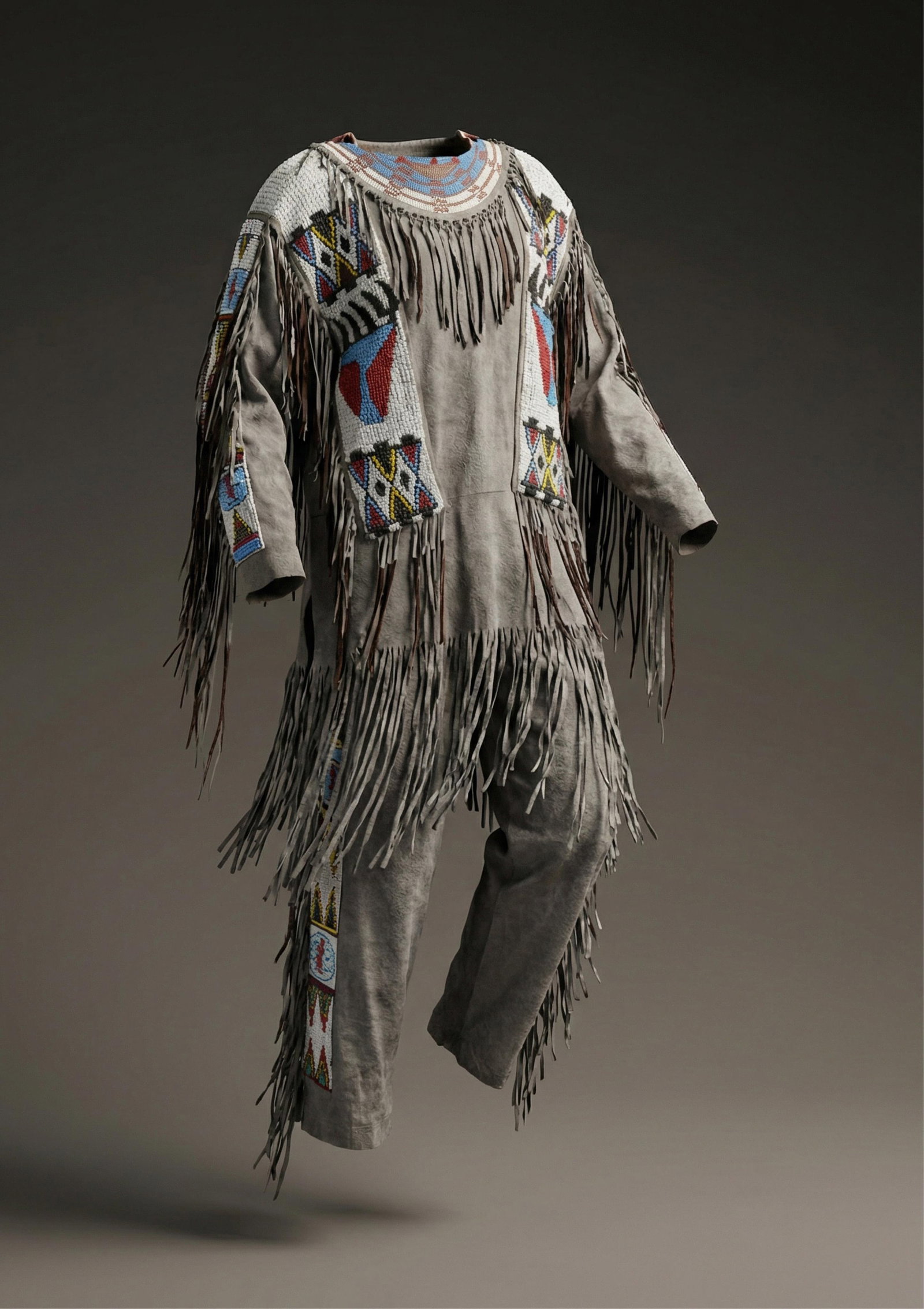 Native American Plains Beaded Hide Shirt and Leggings Set, Iris Apfel Provenance (1 of 6)
