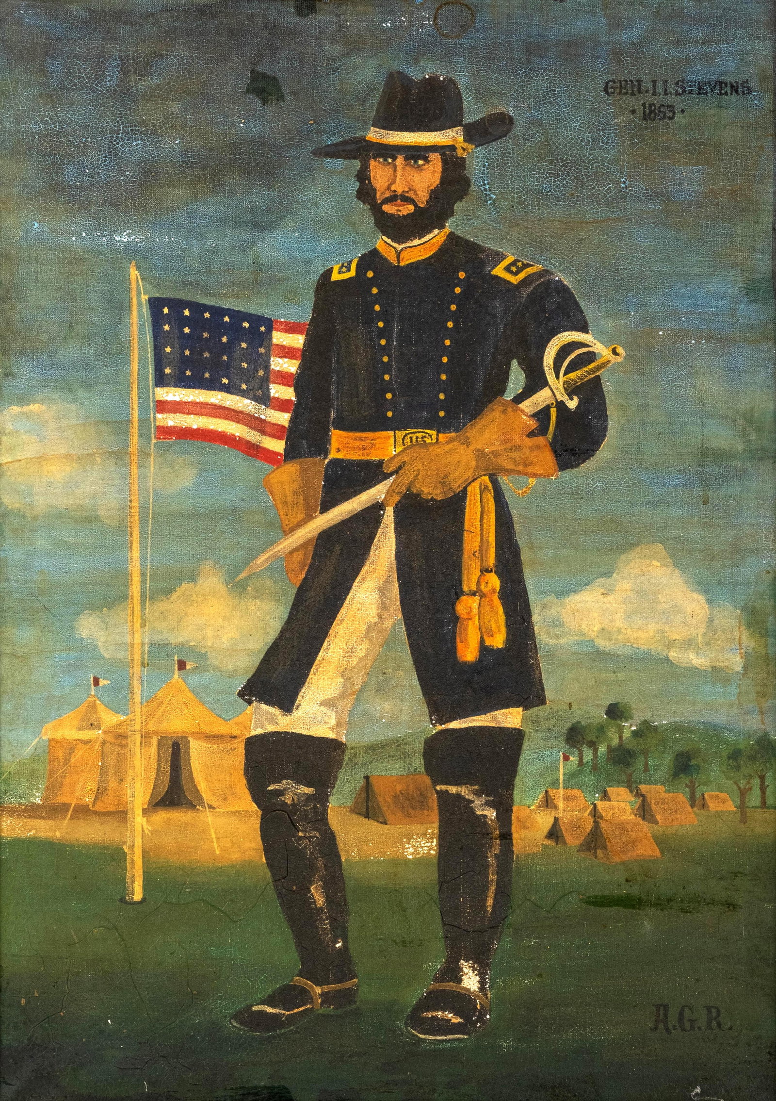 US Civil War, Union Army General Stevens C. 1860 Oil Painting Portrait (1 of 10)