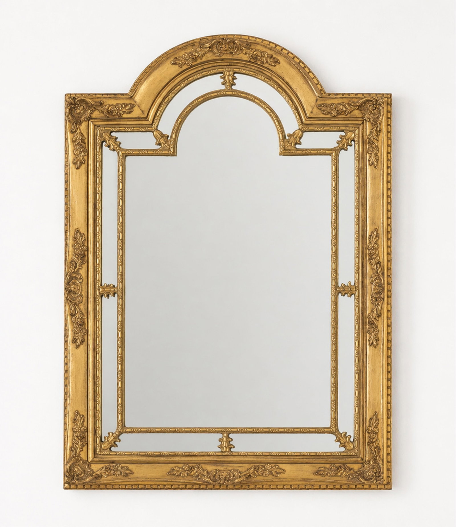Vintage Classic-Style Gilded Mirror, Belgium, 1957: Keywords: NO RESERVE, mid-century, gilt wood, ornate frame, Rococo revival, Belgian craftsmanship, decorative wall art, baroque-inspired design, interior accent Summary: Mid-20th-century Belgian wall 