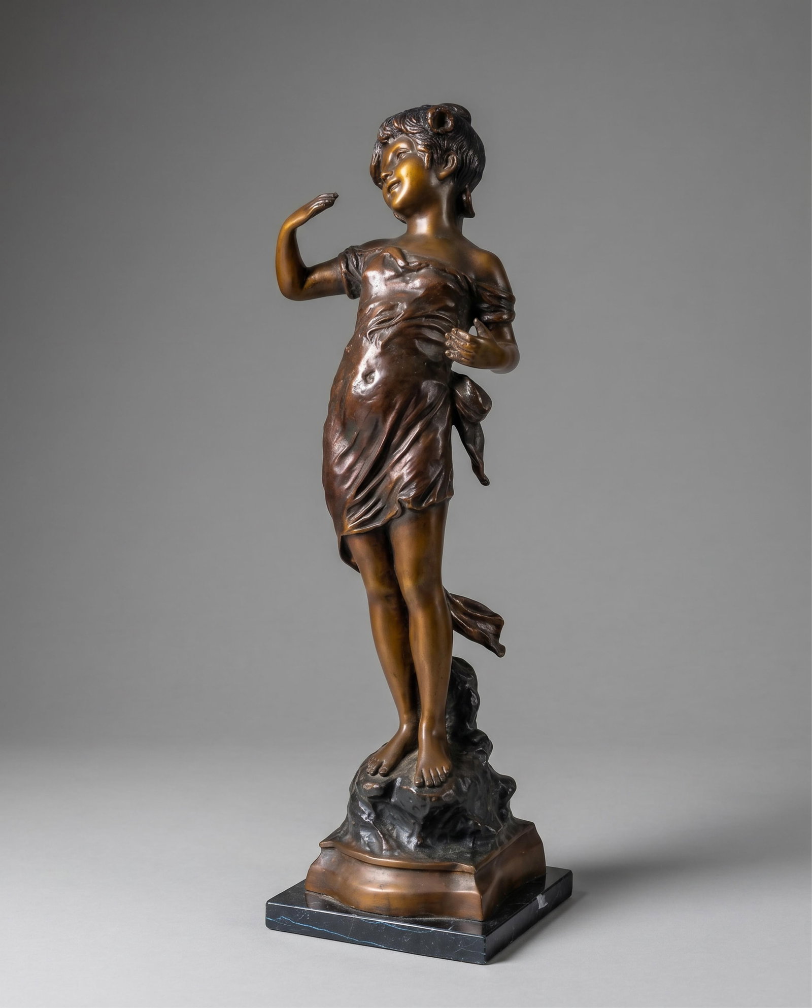 After Auguste Moreau (French 1834-1917) French Art Nouveau Patinated Tall 2ft Bronze Figural (1 of 8)