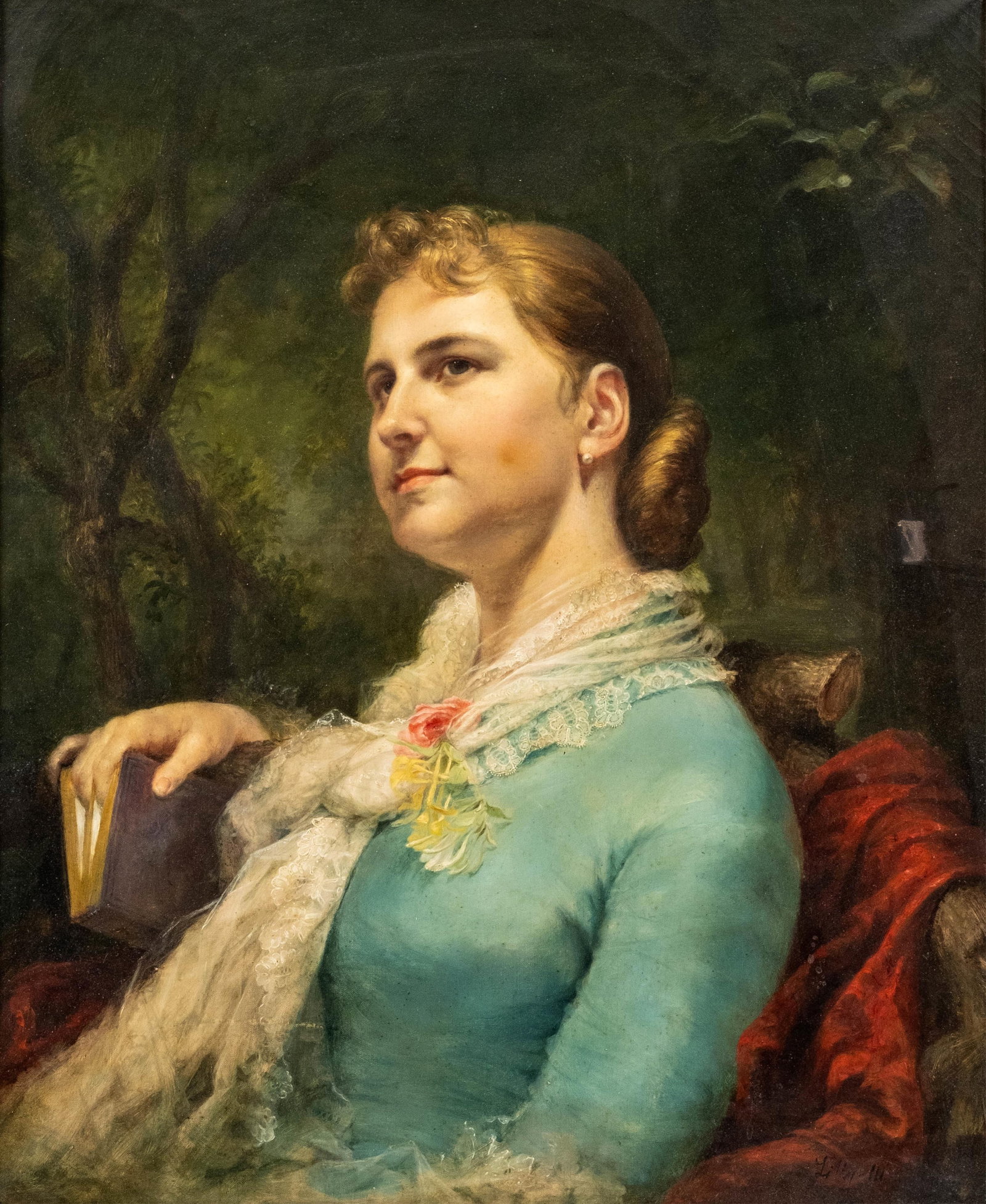Lilly Martin Spencer Signed Portrait Oil on Canvas Painting (1 of 10)