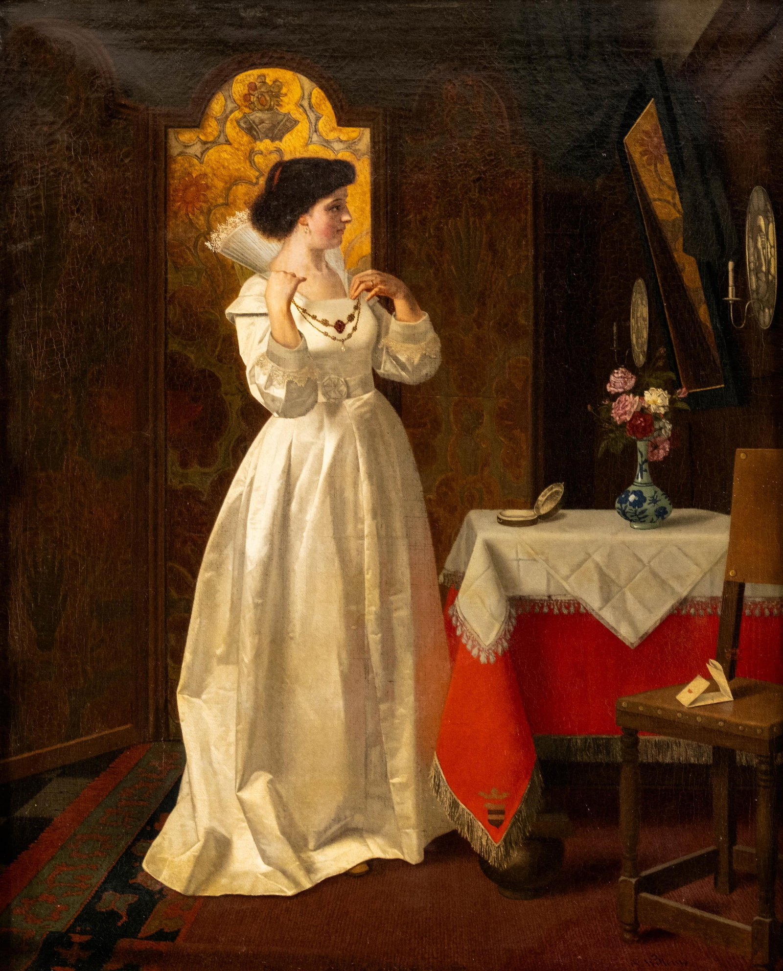 Florent Willems Interior Genre Oil on Canvas Painting, 19th Century (1 of 9)
