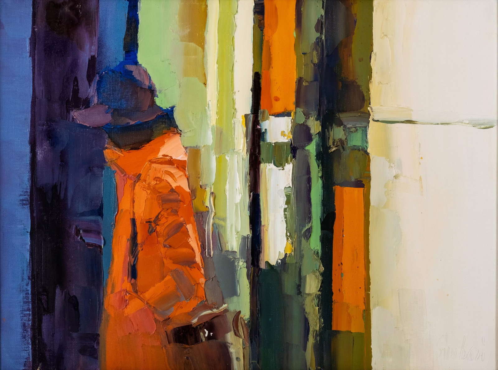 Nicola SIMBARI, *The Purple Hat* Signed Acrylic on Canvas Painting: Keywords: NO RESERVE, Modernist Art, Abstract Expressionist , Colorist, Contemporary art, Listed Artist Summary: Nicola SIMBARI (1927-2012) *The purple hat* Acrylic on canvas painting. Signed at the b