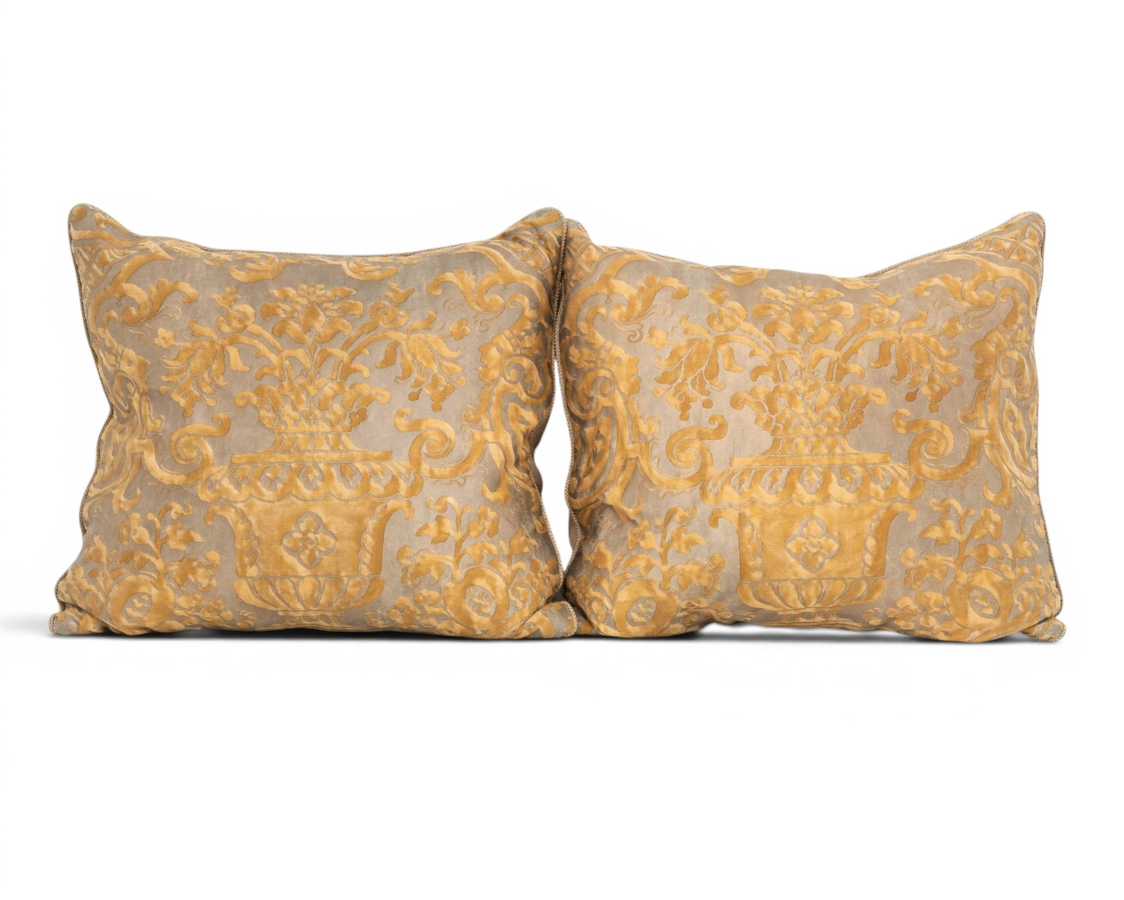 Pair Of Fortuny Gold And Silver Patterned Pillows (1 of 8)